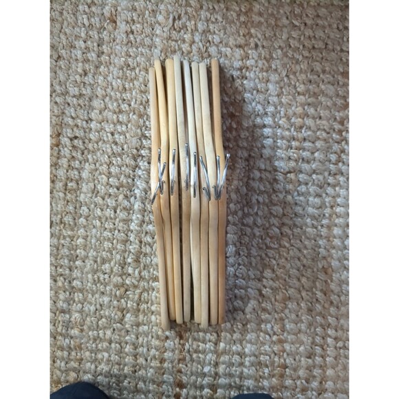 8 Wooden Hangers Natural Wood Sturdy Coats Jackets - Picture 2 of 3